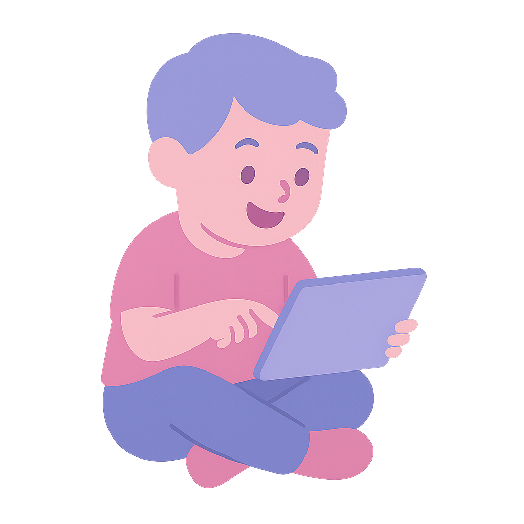 Child holding a tablet using Nuvo